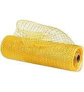 MEEDEE Yellow Gold Deco Mesh 10 Inch Rolls Metallic Yellow Mesh Fabric Gold Mesh Ribbon for Chris...