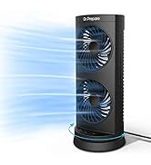 Dr. Prepare Tower Fan Oscillating Fan, Portable Desk Fan with 3-Speed Options, Dual Air Circulati...