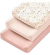 Konssy 3 Pack Stretchy Changing Pad Covers for Girl, Boy, Silky Soft Changing Table Cover, Breath...