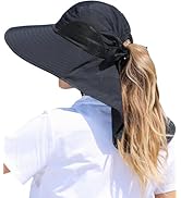 SENWAI Womens Sun Hat Outdoor UV Protection Wide Brim Fishing Hat with Ponytail Hole Neck Flap fo...