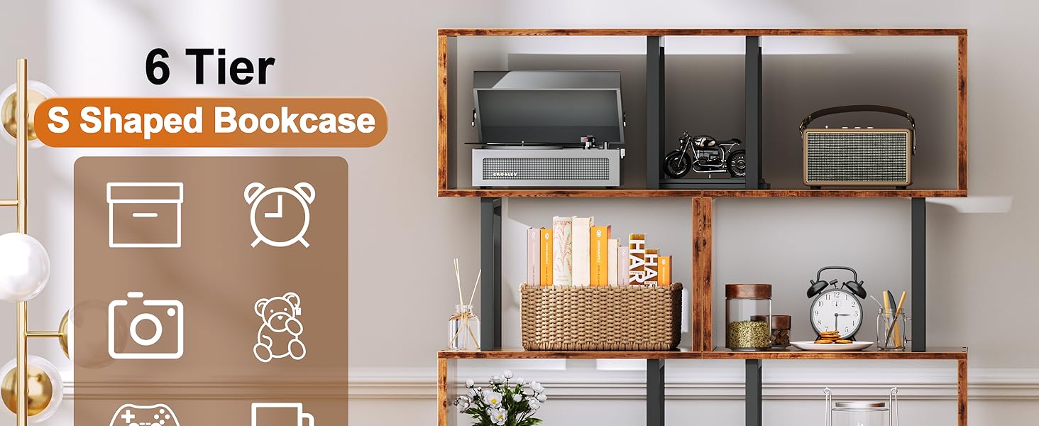 6 tier bookshelf