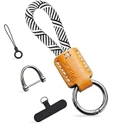 PJYTAC Leather Keychain for Car Keys, Key Chain with Anti-Lost D Key Ring, Car Key Accessories Gi...