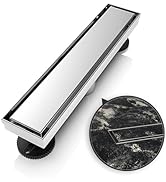 WEBANG 12 Inch Shower Linear Brushed Drain Rectangular Floor Drain with Accessories Reversible 2-...