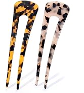Large U Shape Hair Fork 5 inch French Hair Pin for Thick Long Hair,Acetate 2 Prong Updo Chignon P...