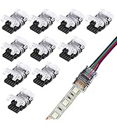 SUPERNIGHT 10 Pack 4 Pin LED Connector for Waterproof 10mm RGB 5050 5630 LED Strip Lights, Strip ...
