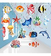 36Pcs Sea Animals Tropical Fish Hanging Swirl Under The Sea Party Birthday Decor Ocean Themed Par...