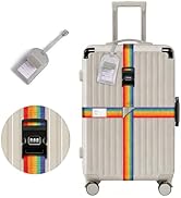 Luggage Straps for Suitcases,Travel Luggage Straps with Lock and Luggage Tags,Adjustable Colorful...