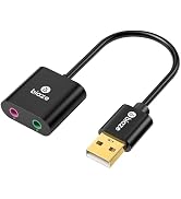 USB to 3.5mm Jack Audio Adapter External Sound Card with 3.5mm Headphone and Microphone TRS Jack ...