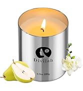 Divilah English Pear&Freesia Scented Candles, 65 Hour Long Lasting Non Toxic Natural Soy Wax in S...