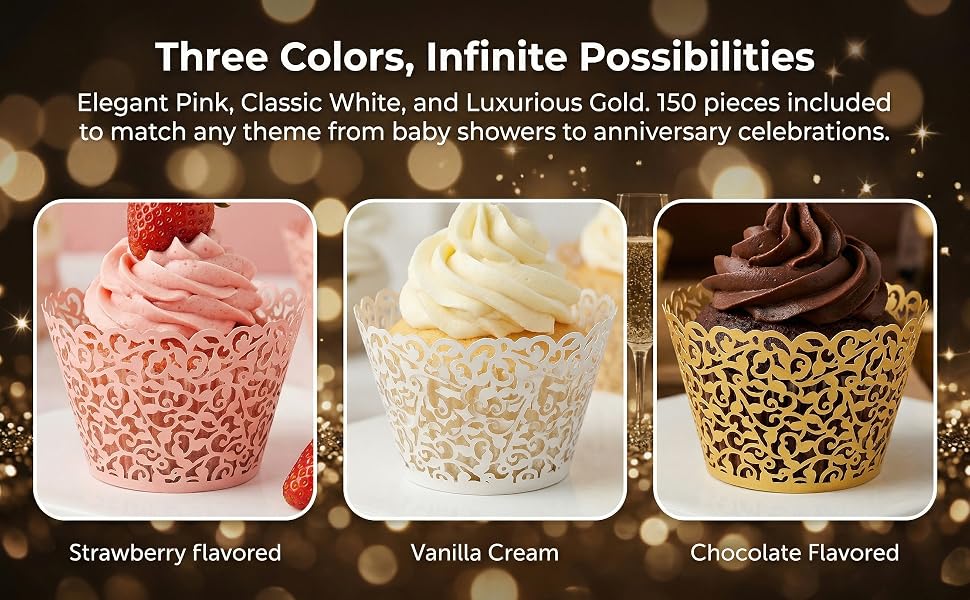 Cupcake Wrappers, Little Vine Lace Laser Cut Liner