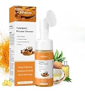 Turmeric Face Wash with Brush,Turmeric Facial Cleanser Foam,Foaming Face Cleanser,Deep Cleansing ...