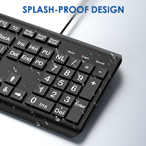 Large Print Computer Keyboard WiredUSB Full Size Quiet Keyboard Oversized Print Letter