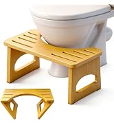 Foldable Toilet Stool, 7 Inch Poop Stool for Bathroom, Bamboo Toilet Stool Squat Adult, Collapsib...