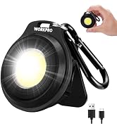 WORKPRO Mini Keychain Work Light, COB Keychain Flashlight with Hat Clip, Rechargeable Magnetic ED...