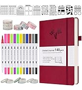 OFFIGIFT Bullet Dotted Journal Kit, 140gsm Hardcover A5 Dotted Journal with 188 Numbered Pages an...