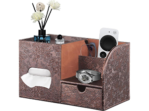 Tissue Box Cover with Storage Tray and Organizer