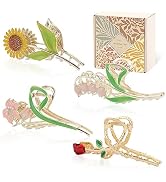 4 Pack Hair Clips, Flower Metal Hair Claw Clips, Cute Rose Hair Clips for Women Girls, Tulip Meta...