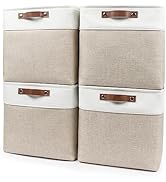 Bagnizer 13x13 Cube Storage Bins, Collapsible Fabric Storage Box, 4 Pack Closet Baskets with Hand...