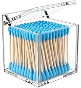 KEENWEGO Qtip Holder Dispenser for Cotton Swabs, Balls, Pads, Floss Picks, Clear Acrylic Containe...