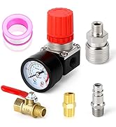 MEANLIN MEASURE 1/4 Inch Air Compressor Regulator with Gauge, 0-180 PSI Air Gauge Regulator Inlin...