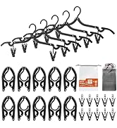 HOUSE DAY 10 Pack Travel Hangers with Clips, Cruise Essentials 2026, Black Foldable Hangers for P...
