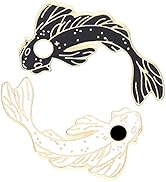 GuassLee Enamel Lapel Brooches Pin Set, 2pcs Lovely Black and White Fish Brooch, Cute Cartoon Pin...