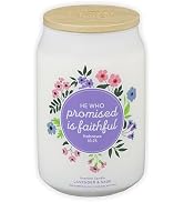 Christian Art Gifts Lavender & Sage Scented Candle: Soy Wax, Pure Essential Oils, He Who Promised...