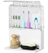 PARKMANI Toothbrush Holders for Bathrooms with Cover (White) | Drainage,Non-Slip,Easy To Clean,Re...