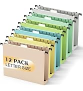 Extra Capacity Plastic Hanging File Folder,12 Pack Reinforced Hang Folders Letter Size,Heavy Duty...
