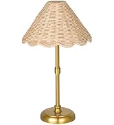 Folux Cordless Boho Rattan Table lamp, 5200-mAh Rechargeable Battery, 3-level Brightness Dimmable...