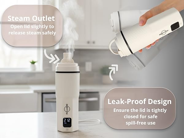 Steam outlet, leak-proof design