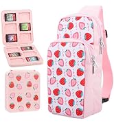 GLDRAM Pink Strawberry Travel Bag for Nintendo Switch/OLED/Lite/2, Cute Carrying Case Portable Sl...