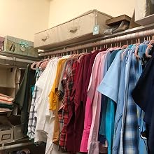 on the cloakroom shelves