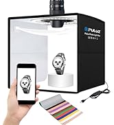 PULUZ 10x10 inch Photo Light Box,Folding Portable Mini lightbox 104PCS LED Light CRI=95 12 Colors...
