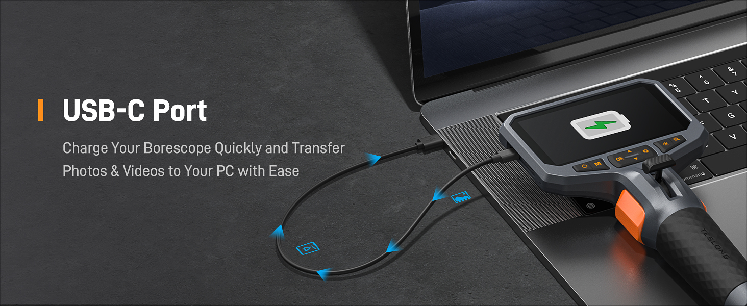 Articulating Borescope with Dual Lens Endoscope Inspection Camera with Rechargeable Battery