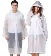 Cosowe Rain Ponchos for Adults Reusable, 2 Pcs Raincoats Emergency for Women Men with Hood and Dr...