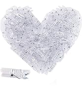 128 Pieces Photo Clips Mini Transparent Plastic Clear Clips, Clothespins Binder Clips for Hanging...