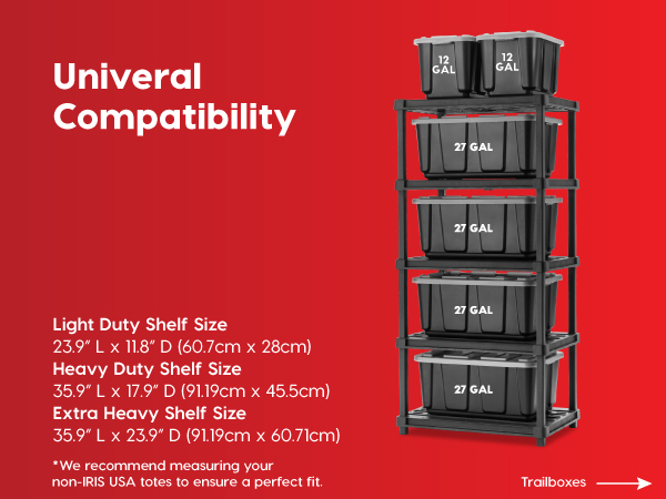 IRIS USA plastic shelf shelves storage organizations totes bins with lids boxes garage latches stack