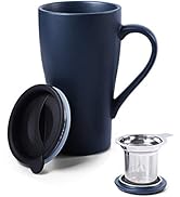 ARRADEN Tea Cup with Infuser and 2 Lids, 18oz Large Tea Infuser Mug, Tea Strainer Cup for Loose L...