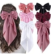 hisial 6Pcs Large Bows Hair Clips for Women Girls Long Tail Hair Ribbon Silky Satin Barrettes Coq...