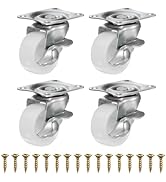 PATIKIL 1.25 Inch Caster Wheels, Plastic Silent 360 Degree Swivel Plate Castors with Brake for Fu...