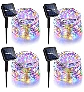 4 Pack Solar Fairy Lights 131.2Ft 400 LED, Twinkle Lights with 8 Modes, Waterproof Silver Wire St...
