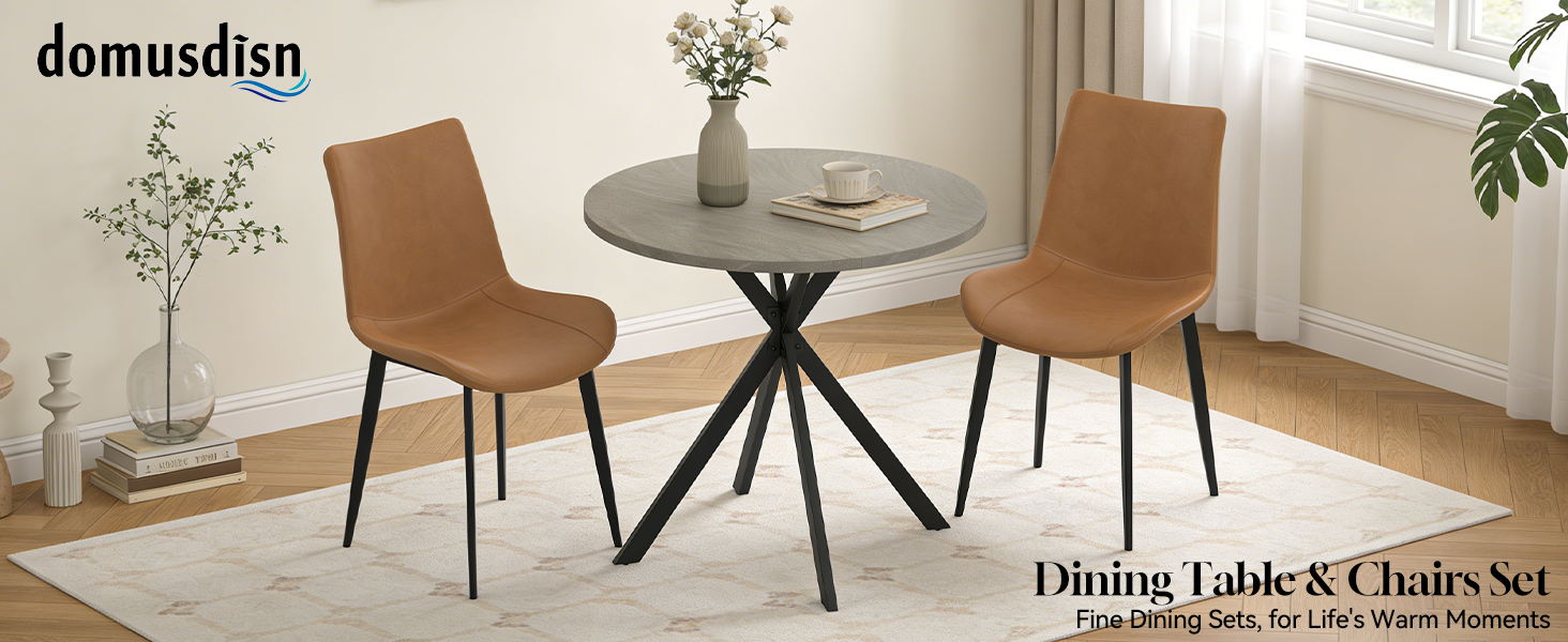 31.5" Round Dining Table Chairs Set for 2