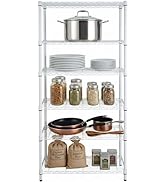 Honey-Can-Do 5-Tier Heavy Duty Adjustable Shelving Unit, 200-lb Per Shelf Metal Storage Rack, Whi...