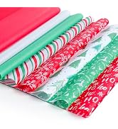 BLEWINDZ 120 Sheets Compact Size Xmas Tissue Paper, 20" x 14" (8 Festive Designs, 15 Sheets Each)...