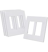 CML Screwless Decorator Wall Plate, 2 Gang Outlet Covers, 4 Pack Decorative Light Switch Plates, ...