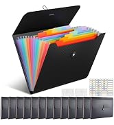 UMETDO 14 PCS Office Accordion File Organizer Bulk - 13 Pocket Plastics Expanding Folder with Tab...