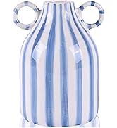 Blue and White Ceramic Vase with Handle, Nordic Boho Small Vases Side Table Flower Centerpiece, W...