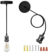 JACKYLED Pendant Light Kit UL Canopy Kit Copper Socket E26 E27 Lampholder Black Woven Fabric Pend...