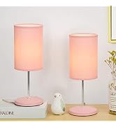 Lampwell Alee Small Table Lamp for Living Room as Bedside Table Lamp for Bedroom,Set of 2,Pink Mo...